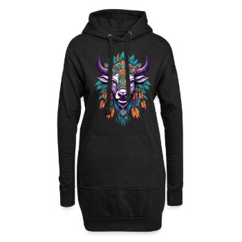 Kuh Spirituelles Mandala Design - Hoodie-Kleid - Schwarz - Vorne