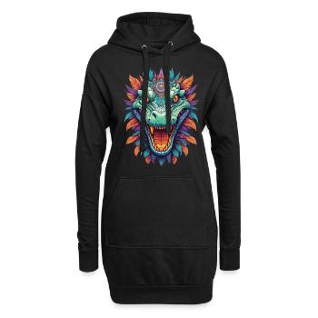 Krokodil Mandala Tiergeist Traumfänger Design - Hoodie-Kleid - Schwarz - Vorne