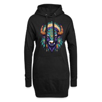 Bison Bull Dream Catcher Mandala Design - Sweat-shirt à capuche long Femme - noir - Devant