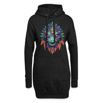 Alligator Traumfänger Mandala Design - Hoodie-Kleid - Schwarz - Vorne