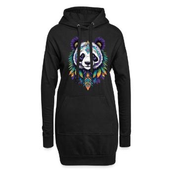 Panda ours Mandala Dream Catcher Design - Sweat-shirt à capuche long Femme - noir - Devant