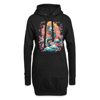 Conception esthétique de fleur de cerisier de Dragon japonais - Sweat-shirt à capuche long Femme - noir - Devant