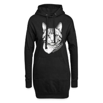 Hauskatzen Besitzer Niedliche Katze Katzen Dame - Hoodie-Kleid - Schwarz - Vorne