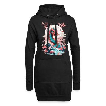 Japanischer Drache Aesthetic Streetwear Design - Hoodie-Kleid - Schwarz - Vorne