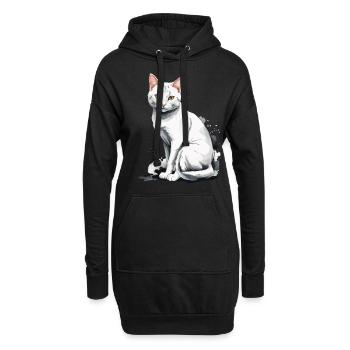 Hauskatzen Besitzer Niedliche Katze Katzen Dame - Hoodie-Kleid - Schwarz - Vorne