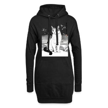 Hauskatzen Besitzer Niedliche Katze Katzen Dame - Hoodie-Kleid - Schwarz - Vorne