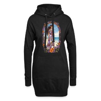 Spanische Schönheit Vintage Blumen Bohemian - Hoodie-Kleid - Schwarz - Vorne
