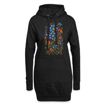 Décoration florale Vintage Esthétique Streetwear Design - Sweat-shirt à capuche long Femme - noir - Devant