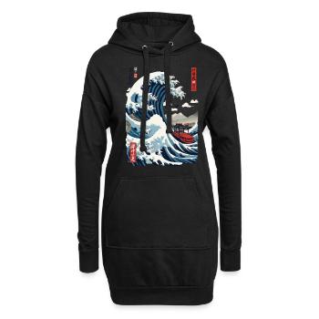 Japon Ukiyo-E Style capitaine voilier Vintage - Sweat-shirt à capuche long Femme - noir - Devant