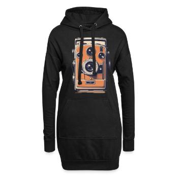 Vintage Fotokamera Aesthetic Retro Fotoapparat - Hoodie-Kleid - Schwarz - Vorne
