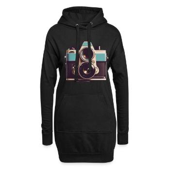 Vintage Fotokamera Aesthetic Retro Fotoapparat - Hoodie-Kleid - Schwarz - Vorne