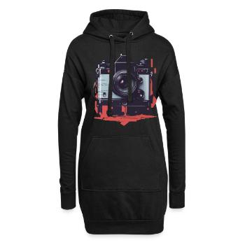 Appareil photo Vintage esthétique photographe rétro - Sweat-shirt à capuche long Femme - noir - Devant