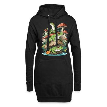 grenouille streetwear esthétique design vintage - Sweat-shirt à capuche long Femme - noir - Devant
