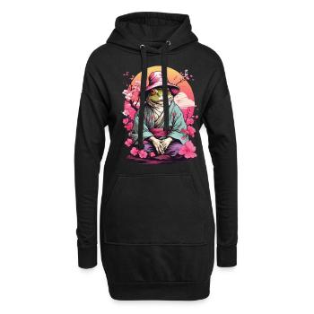 Vaporwave Aesthetic Vintage Frosch Streetwear - Hoodie-Kleid - Schwarz - Vorne
