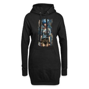 Blauer Engel mit mechanischem Herz - Hoodie-Kleid - Schwarz - Vorne