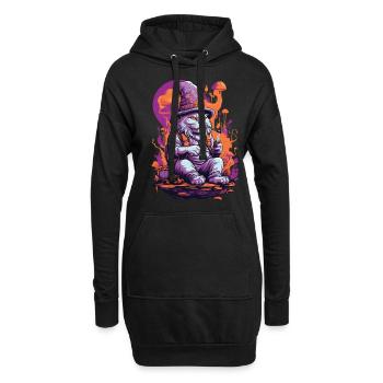Art psychédélique forêt champignons Goa Trance chat - Sweat-shirt à capuche long Femme - noir - Devant