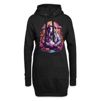 Lebendige Farben Wald Pilze Psychedelic Art - Hoodie-Kleid - Schwarz - Vorne
