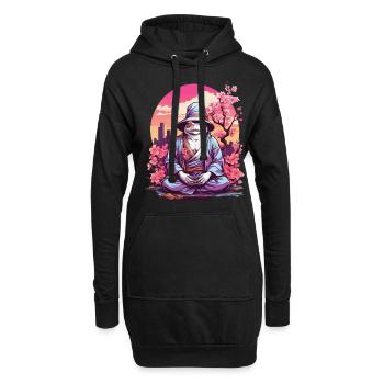 Asia Frog Streetwear Design Esthétique - Sweat-shirt à capuche long Femme - noir - Devant