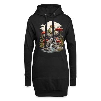Goblincore grenouille Streetwear esthétique Vintage - Sweat-shirt à capuche long Femme - noir - Devant