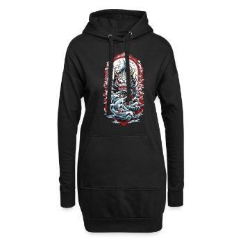 Esthétique du monstre marin Yokai Démon japonais - Sweat-shirt à capuche long Femme - noir - Devant