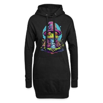 Grenouille mystique avec chapeau magique - Sweat-shirt à capuche long Femme - noir - Devant
