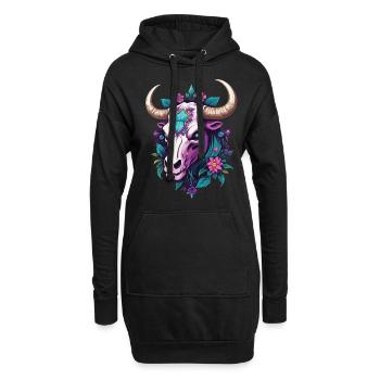 Bull Skull Spirituelles Mandala Traumfänger - Hoodie-Kleid - Schwarz - Vorne