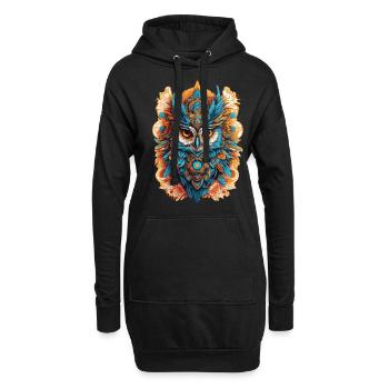 Eule Spirituelles Mandala Tier Traumfänger Design - Hoodie-Kleid - Schwarz - Vorne