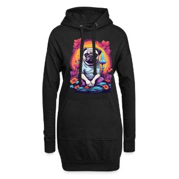 Pug Dog Festival de musique de champignons forestiers psychédéliques - Sweat-shirt à capuche long Femme - noir - Devant