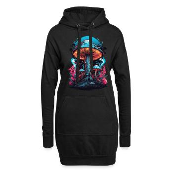 Champignons forestiers du festival de musique aux couleurs vives - Sweat-shirt à capuche long Femme - noir - Devant