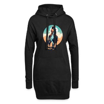 Chevaux esthétiques Cavaliers au design emblématique - Sweat-shirt à capuche long Femme - noir - Devant