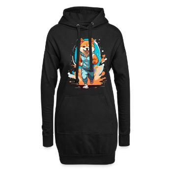 Shiba Dog Streetwear Jogging Style Esthétique - Sweat-shirt à capuche long Femme - noir - Devant