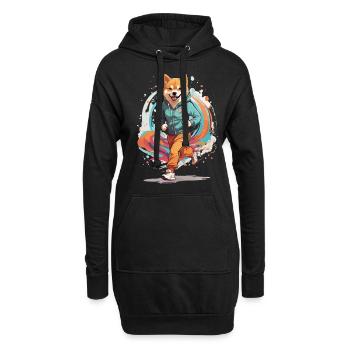 Shiba Dog Streetwear Jogging Esthétique Fitness - Sweat-shirt à capuche long Femme - noir - Devant