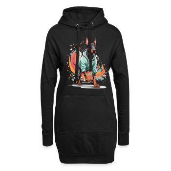 Esthétique du jogging streetwear chien Doberman - Sweat-shirt à capuche long Femme - noir - Devant