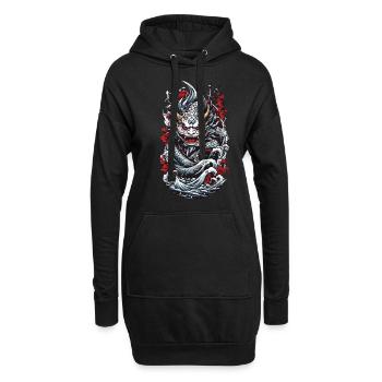 Monstre marin Démon japonais Yokai Streetwear - Sweat-shirt à capuche long Femme - noir - Devant