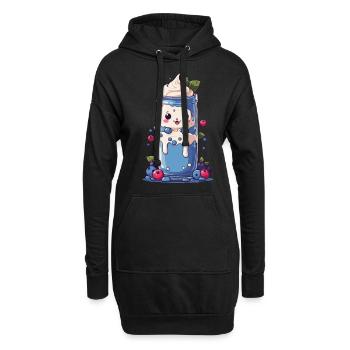 Milkshake Kawaii aux myrtilles Fun - Sweat-shirt à capuche long Femme - noir - Devant