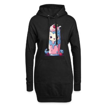 Myrtilles Milkshake Fun Kawaii Anime - Sweat-shirt à capuche long Femme - noir - Devant