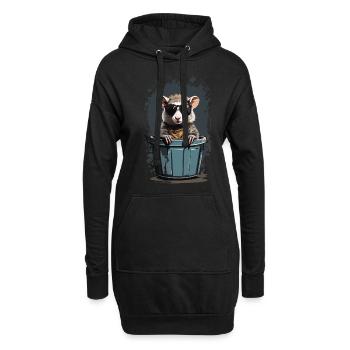 Coole Beutelratte Lustige Mülltonnen Bewohner - Hoodie-Kleid - Schwarz - Vorne