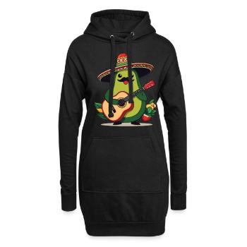 Avocado Mexikanischer Mariachi Gitarrenspieler - Hoodie-Kleid - Schwarz - Vorne