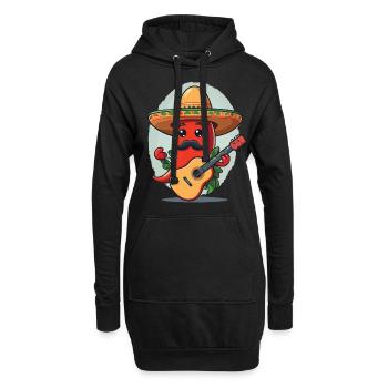 Chili Mariachi Guitariste Mexique Guitare Musique - Sweat-shirt à capuche long Femme - noir - Devant