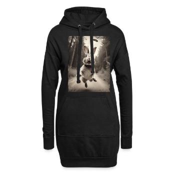 Lustiges Hasen Selfie Außerirdisches Raumschiff - Hoodie-Kleid - Schwarz - Vorne