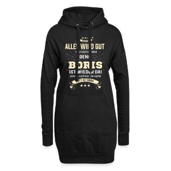 Tout va bien se passer parce que Boris est là - Sweat-shirt à capuche long Femme - noir - Devant