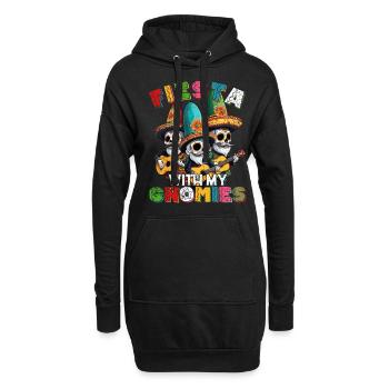 Drôle de fête des gnomes et mexicain - Sweat-shirt à capuche long Femme - noir - Devant