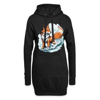 Masque Kitsune Japonais Kawaii Fox Spirit Design - Sweat-shirt à capuche long Femme - noir - Devant