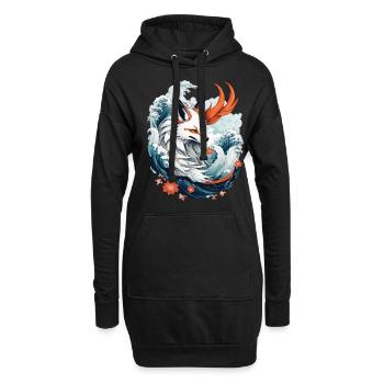 Japanische Kitsune Fuchs Anime Kawaii Fuchsgeist - Hoodie-Kleid - Schwarz - Vorne