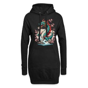 Cerfs-volants japonais vintage Cherry Blossoms Vaporwave - Sweat-shirt à capuche long Femme - noir - Devant