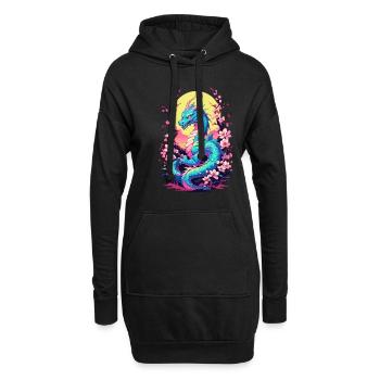 Dragon japonais vintage de style Vaporwave - Sweat-shirt à capuche long Femme - noir - Devant