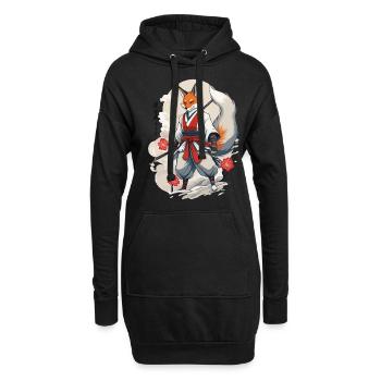 Samurai Kitsune Fox Kawaii Fox Spirit Design - Hoodie Dress - black - Front