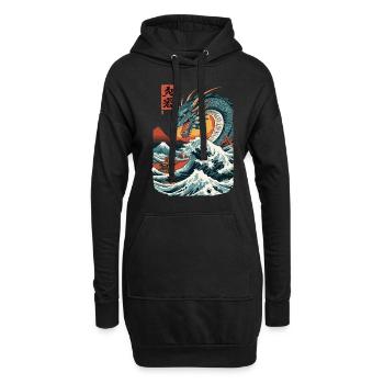 Vintage Ukiyo-E Kunst Drachen Anime Japan - Hoodie-Kleid - Schwarz - Vorne