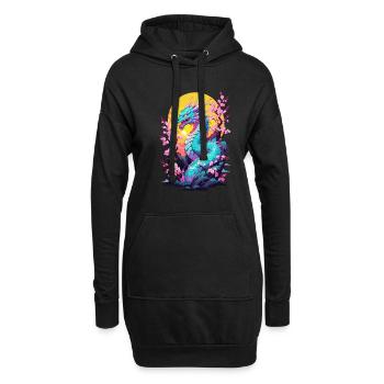 Dragon Anime Style japonais Vintage Esthétique - Sweat-shirt à capuche long Femme - noir - Devant