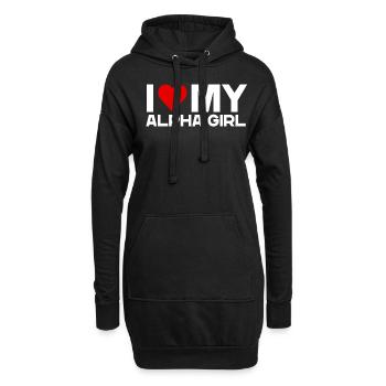 J’aime ma petite amie alpha Amour de la Saint-Valentin - Sweat-shirt à capuche long Femme - noir - Devant